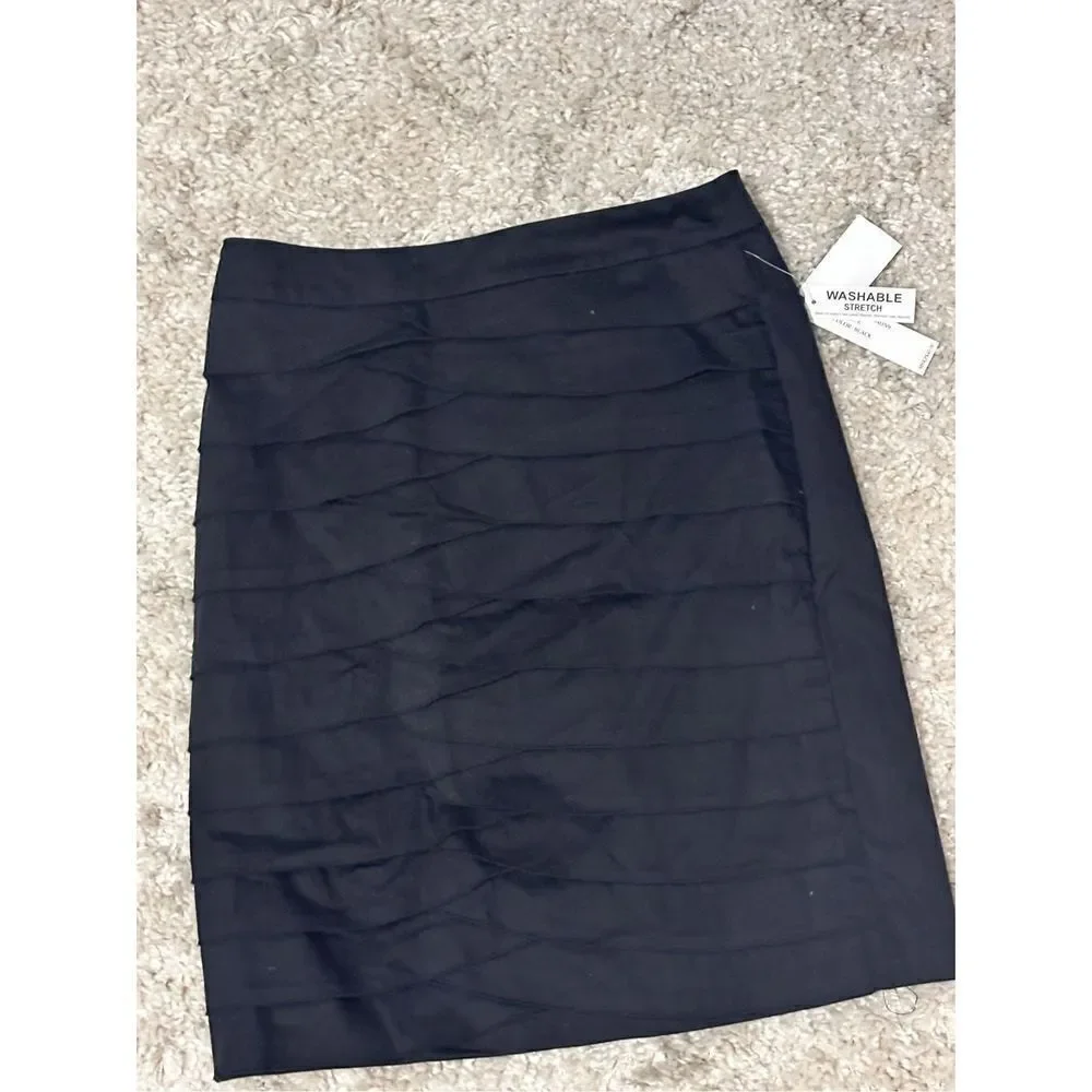 NEW WITH TAGS VINTAGE Larry Levine Stretch KNEE length Skirt Size 6 black with s